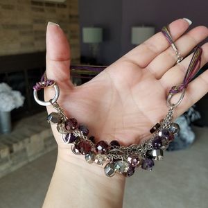 Swarovski Crystal Elements Mixed Media Purple Hues Handmade Necklace NWT